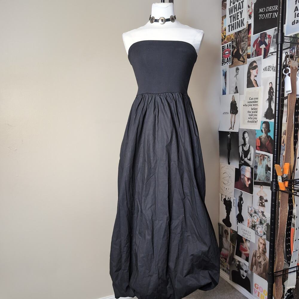 Strapless Bubble Hem Maxi Y2k Dress